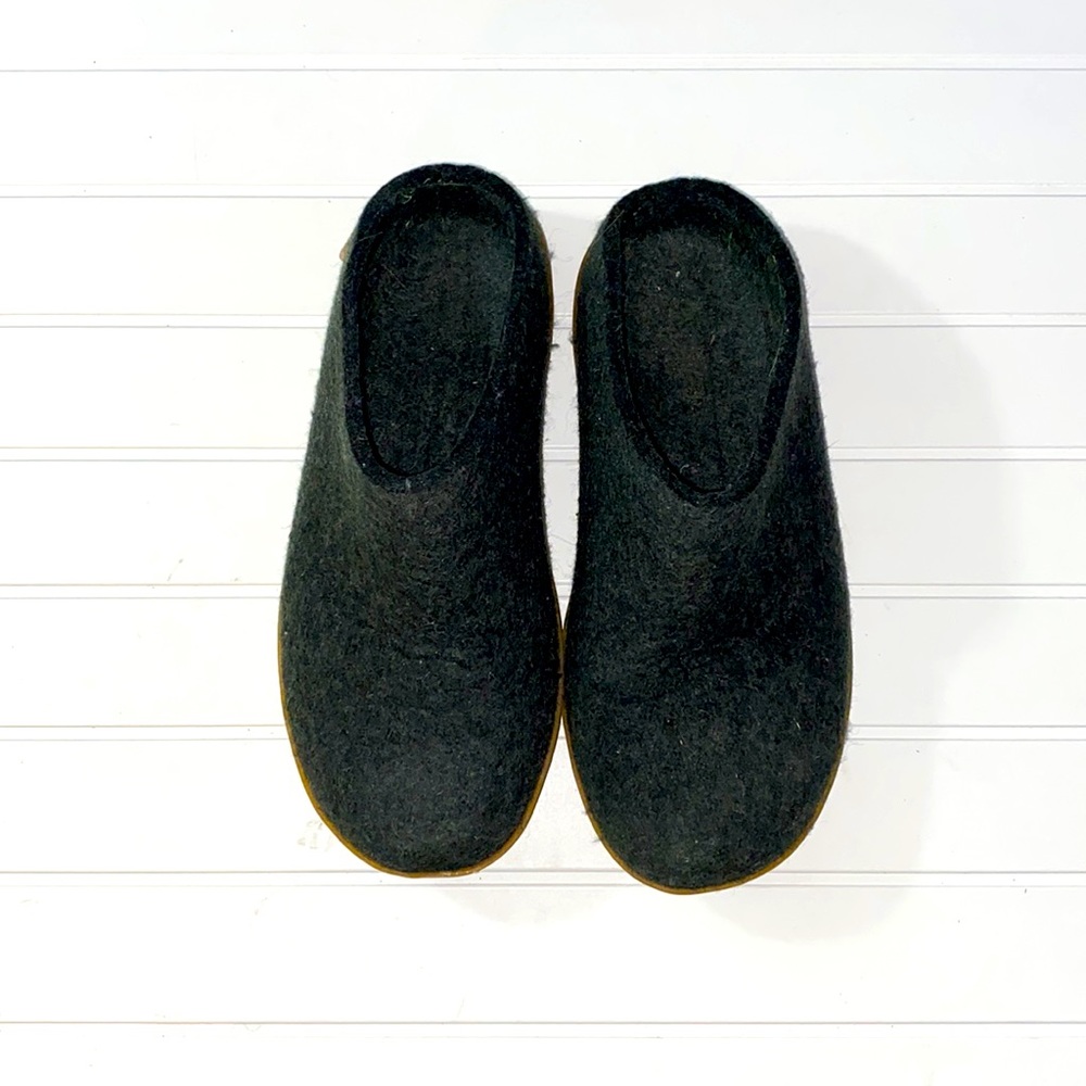 Glerups Open Heel Rubber Sole Wool Slippers